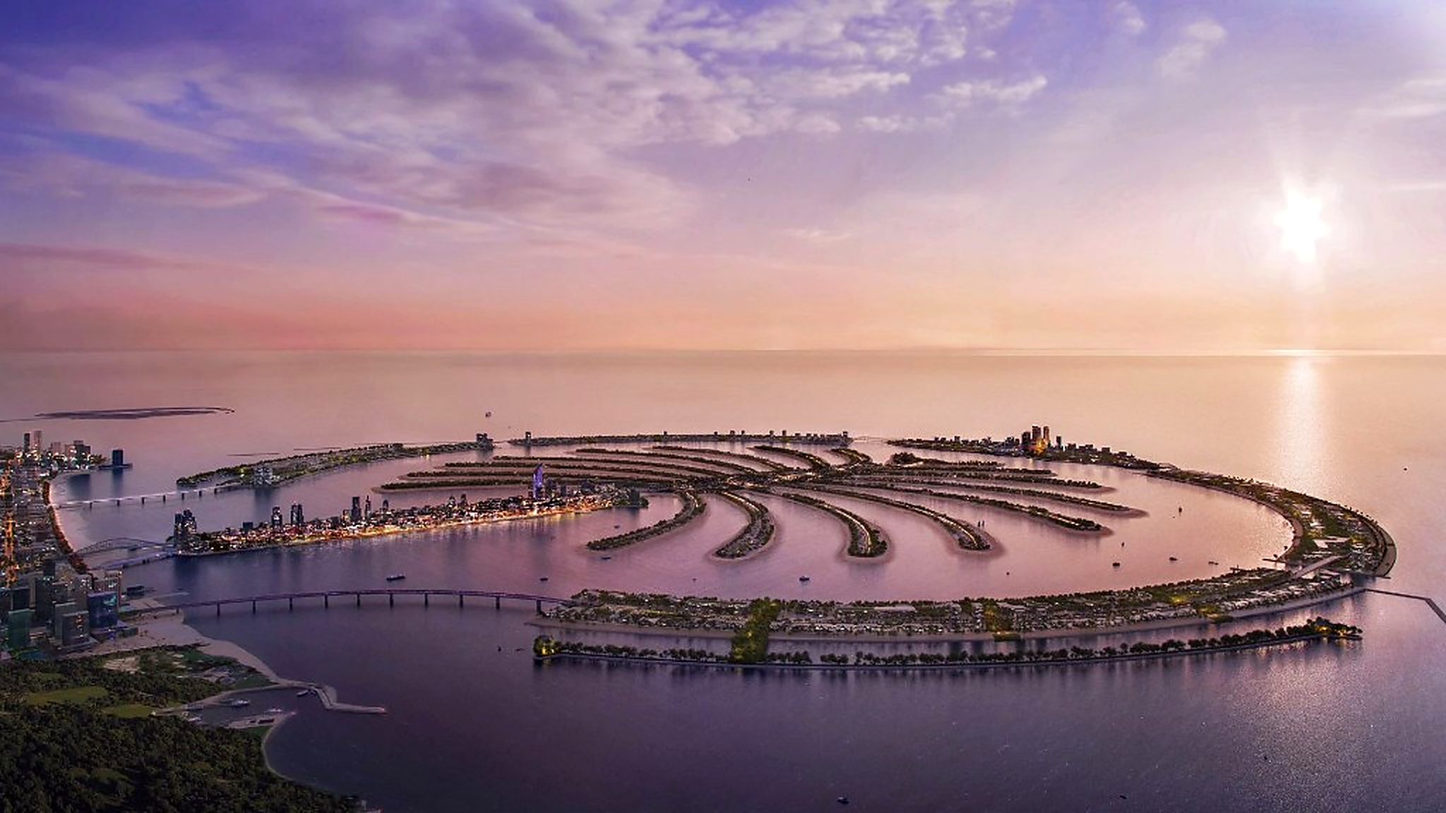 Palm Jumeirah Dubai at sunset